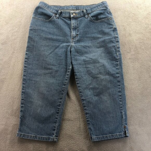 Riders By Lee Womens Capri Jeans 14P Blue Denim Croppped Casual Classic Mid Rise - Picture 12 of 13